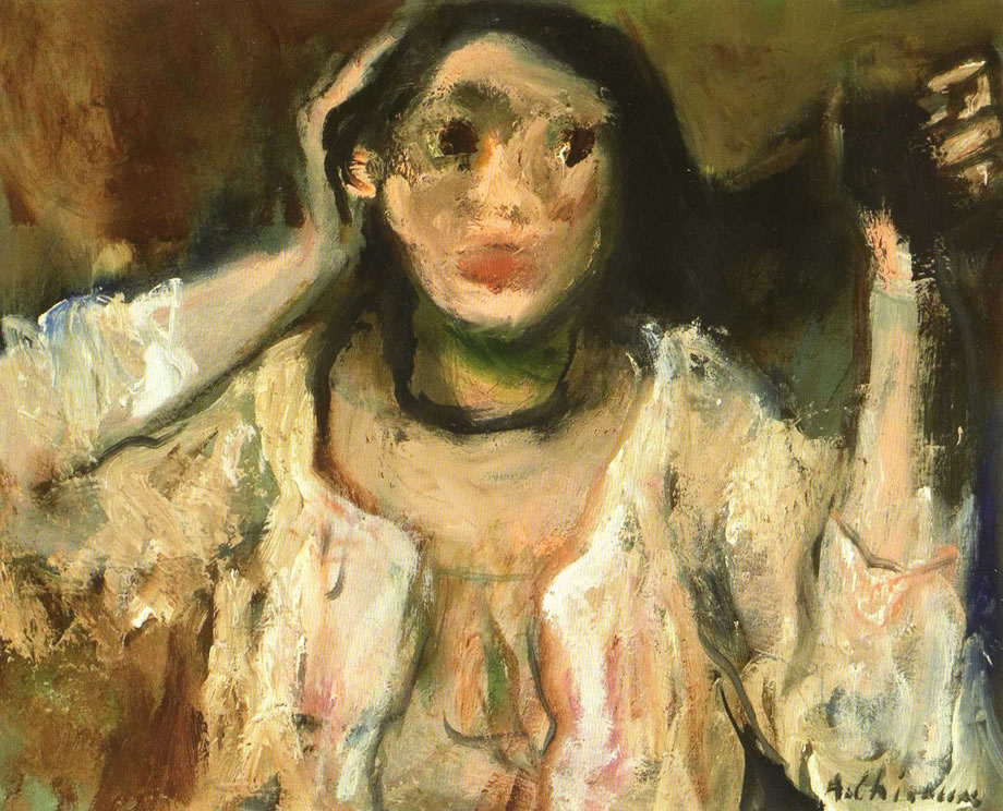 L’acconciatura, anni ’80, olio su cartone telato, cm 40x50, esposta asta Giosi, Napoli 2006